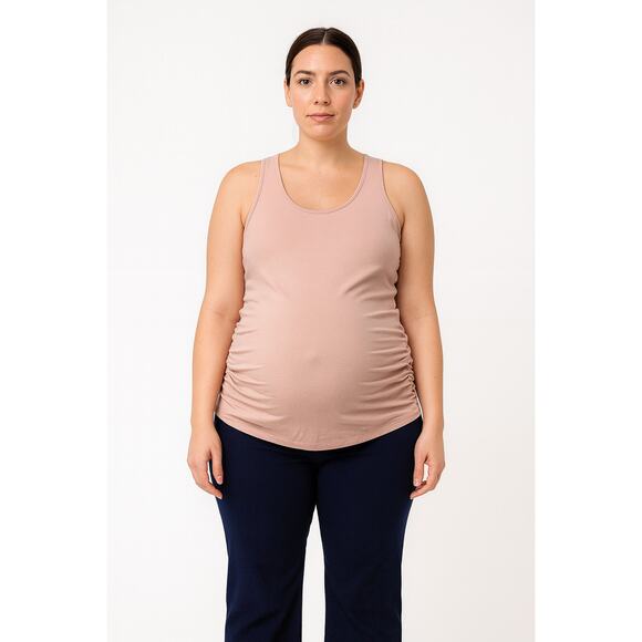 A: Glow Women’s Maternity Tank Top Size XL Soft Pink Sleeveless Ruched Sides NWT - Picture 1 of 9